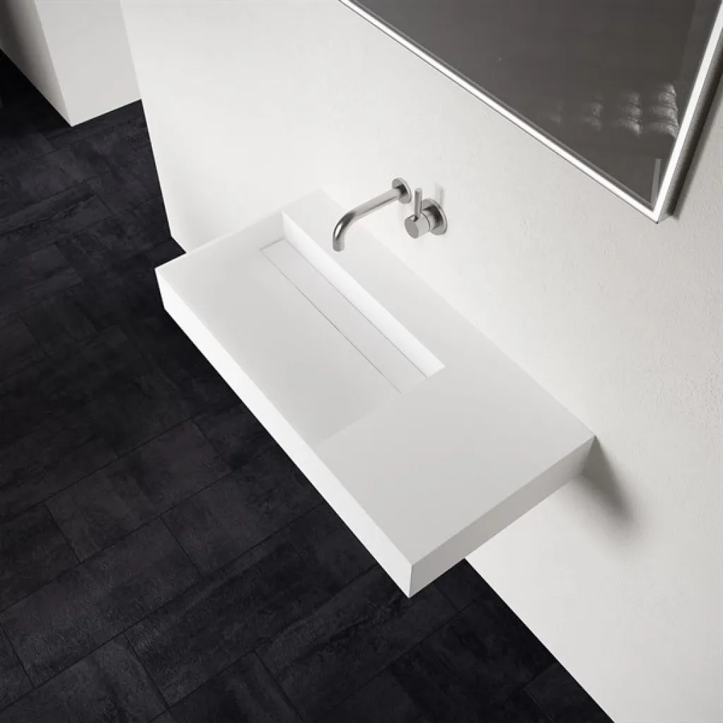 Kubo 90L - 90x40 Tvättställ, Mattvitt SolidTec®