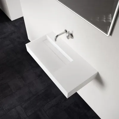 Kubo 90L - 90x40 Tvättställ, Mattvitt SolidTec®