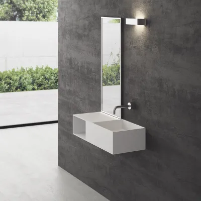 Boxo 80R - 80x35 handfat till höger, Matt Vit SolidTec®