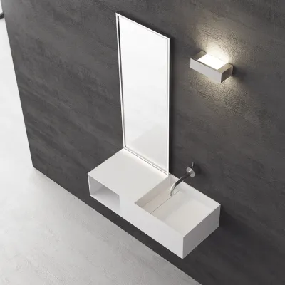 Boxo 80R - 80x35 handfat till höger, Matt Vit SolidTec®
