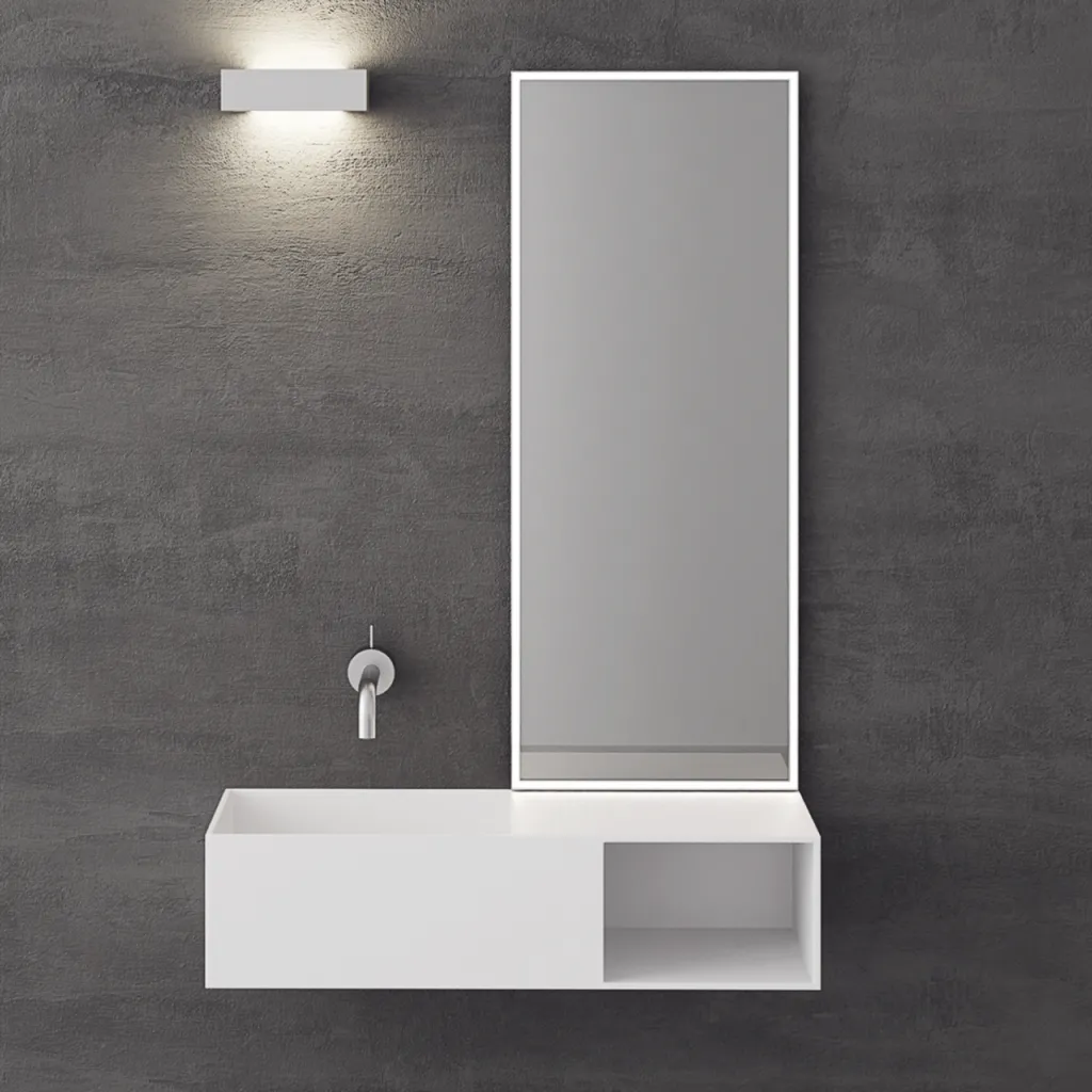 Boxo 80L - 80x35, Handfat till vänster, Mathvid SolidTec®