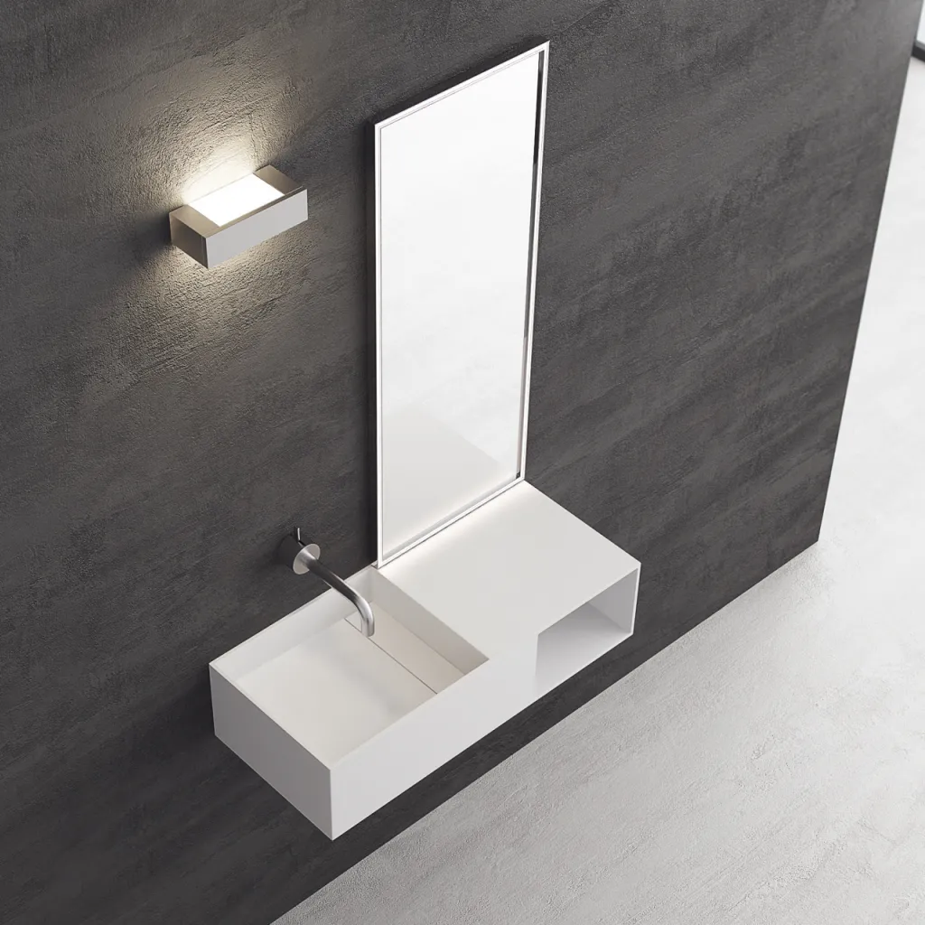 Boxo 80L - 80x35, Handfat till vänster, Mathvid SolidTec®
