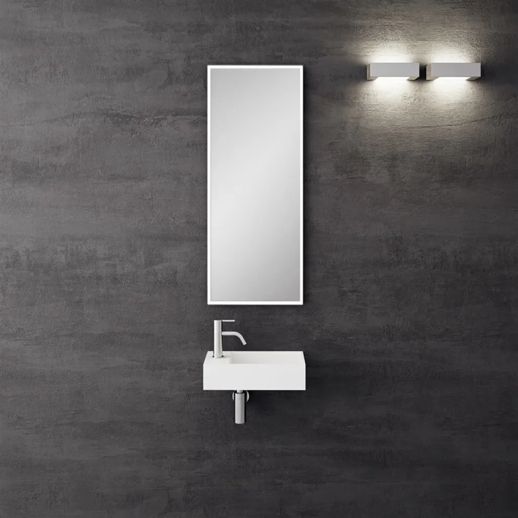 Kubo Mini 40R - 40x20, Diskbänk höger, Matt Vit SolidTec®