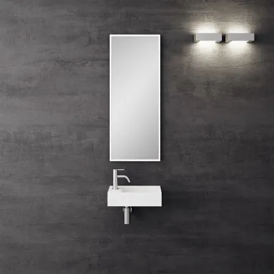 Kubo Mini 40R - 40x20, Diskbänk höger, Matt Vit SolidTec®