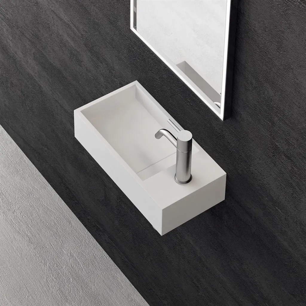 Kubo Mini 40L - 40x20 Tvättstäl vänster, Matt Vit SolidTec®