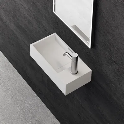 Kubo Mini 40L - 40x20 Tvättstäl vänster, Matt Vit SolidTec®