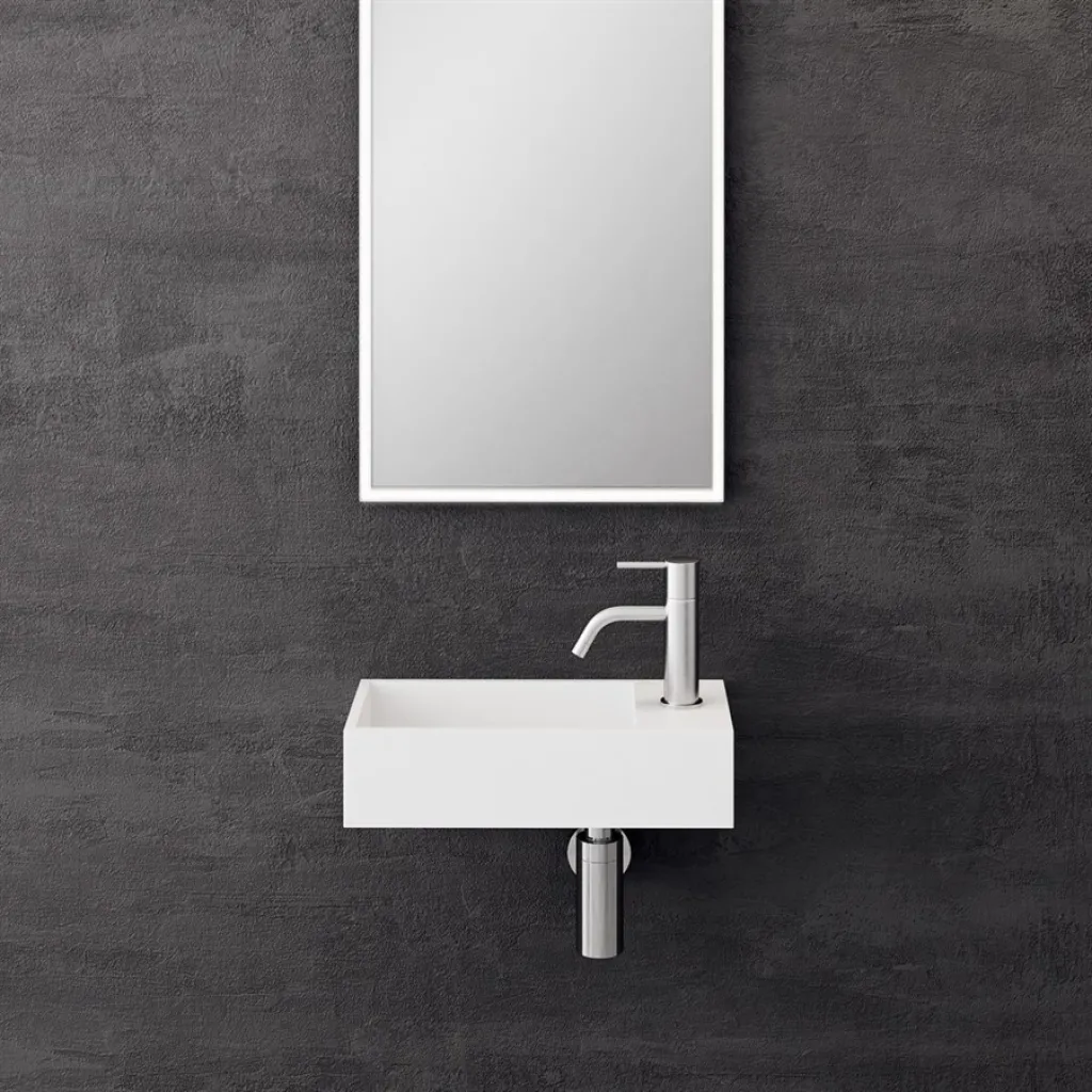 Kubo Mini 40L - 40x20 Tvättstäl vänster, Matt Vit SolidTec®