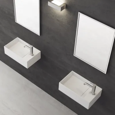 Kubo 50SL - 50x30, Diskbänk vänster Matt Vit SolidTec®