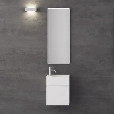 Compact 02R - Tvättskåp 40x20, Matt Vit SolidTec®