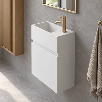 Compact 02L - Tvättskåp 40x20, Matt Vit SolidTec®