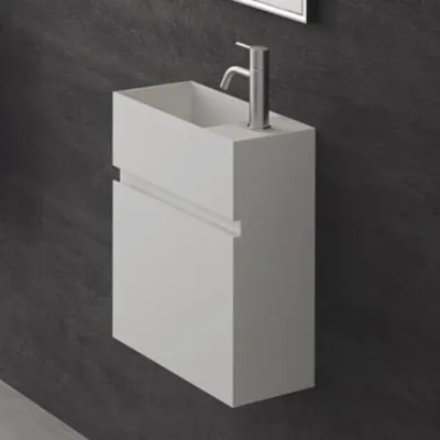 Compact 02L - Tvättskåp 40x20, Matt Vit SolidTec®