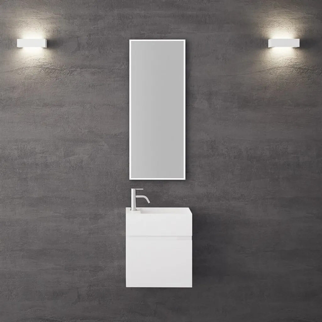 Compact 03R - Tvättställsskåp 45x25, Matt Vit SolidTec®