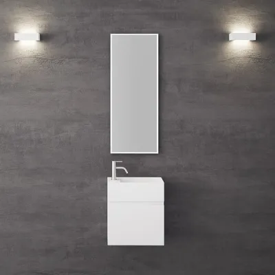 Compact 03R - Tvättställsskåp 45x25, Matt Vit SolidTec®