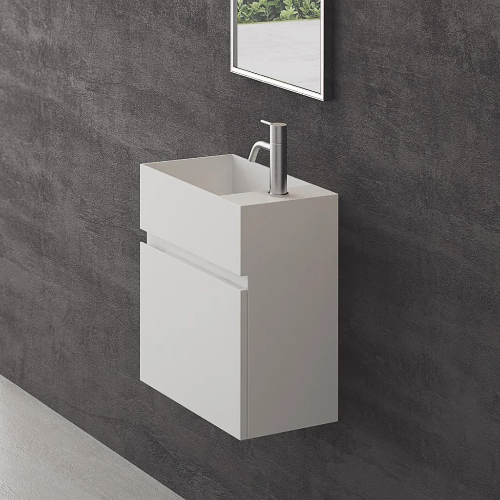 Compact 03L - Tvättställsskåp 45x25, Matt Vit SolidTec®