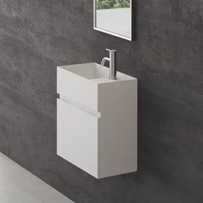Compact 03L - Tvättställsskåp 45x25, Matt Vit SolidTec®