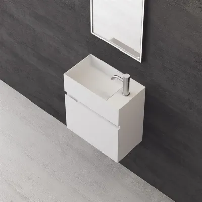 Compact 03L - Tvättställsskåp 45x25, Matt Vit SolidTec®