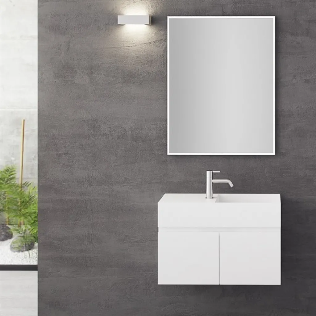 Compact 08R - Tvättställsskåp 75x32, Matt Vit SolidTec®