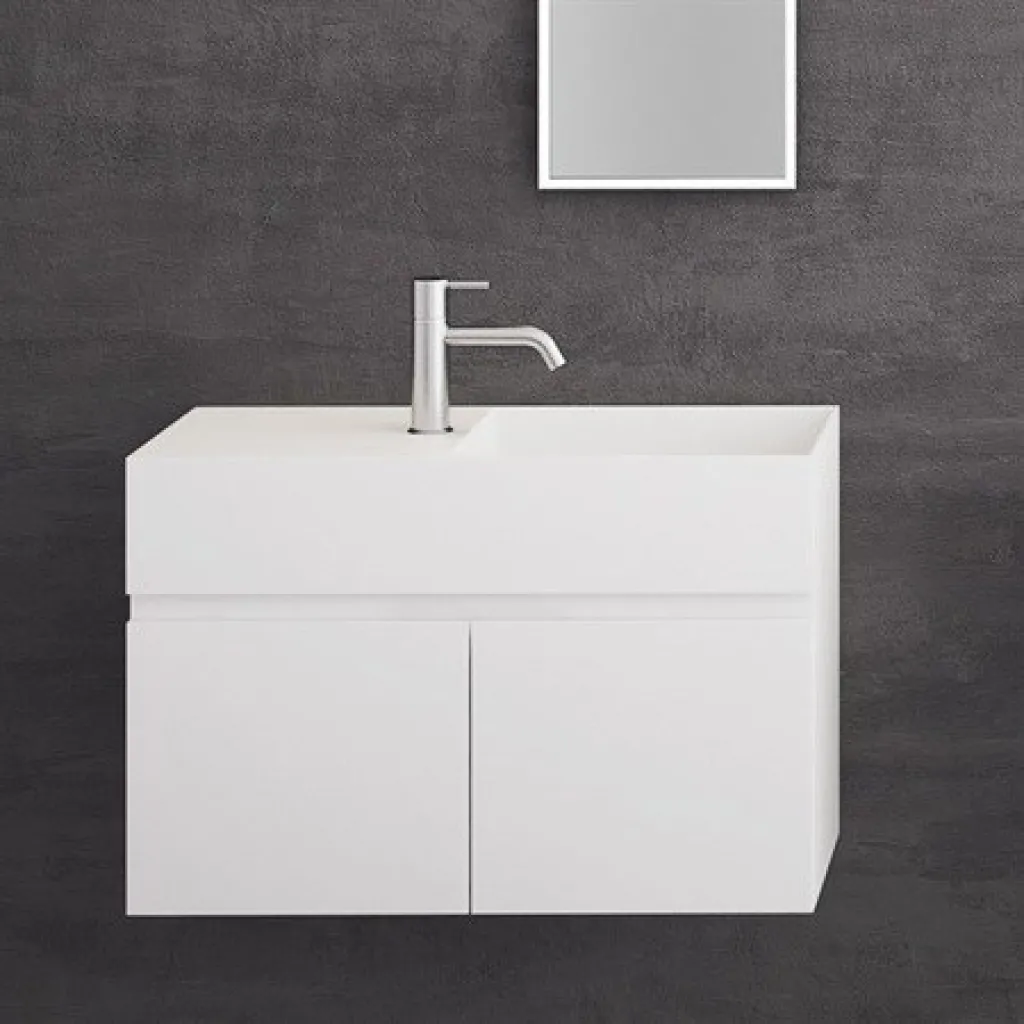 Compact 08R - Tvättställsskåp 75x32, Matt Vit SolidTec®