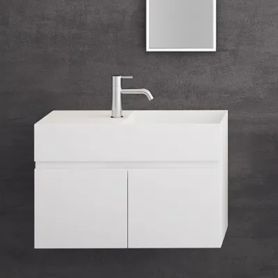 Compact 08R - Tvättställsskåp 75x32, Matt Vit SolidTec®
