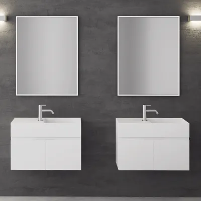Compact 08R - Tvättställsskåp 75x32, Matt Vit SolidTec®