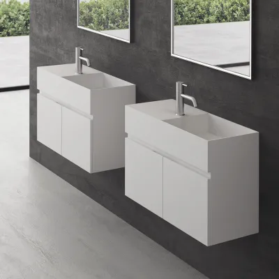 Compact 08R - Tvättställsskåp 75x32, Matt Vit SolidTec®