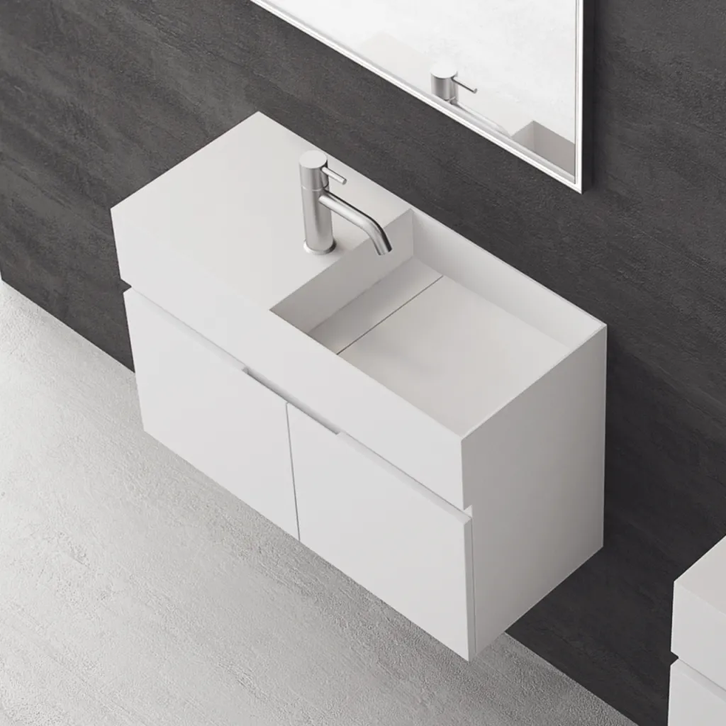 Compact 08R - Tvättställsskåp 75x32, Matt Vit SolidTec®