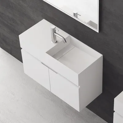 Compact 08R - Tvättställsskåp 75x32, Matt Vit SolidTec®