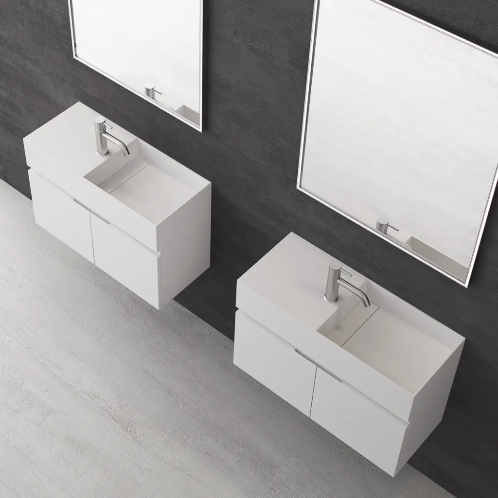 Compact 08R - Tvättställsskåp 75x32, Matt Vit SolidTec®