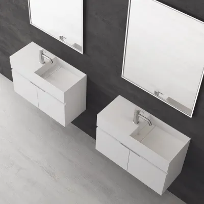 Compact 08R - Tvättställsskåp 75x32, Matt Vit SolidTec®