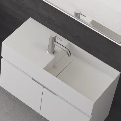 Compact 08R - Tvättställsskåp 75x32, Matt Vit SolidTec®