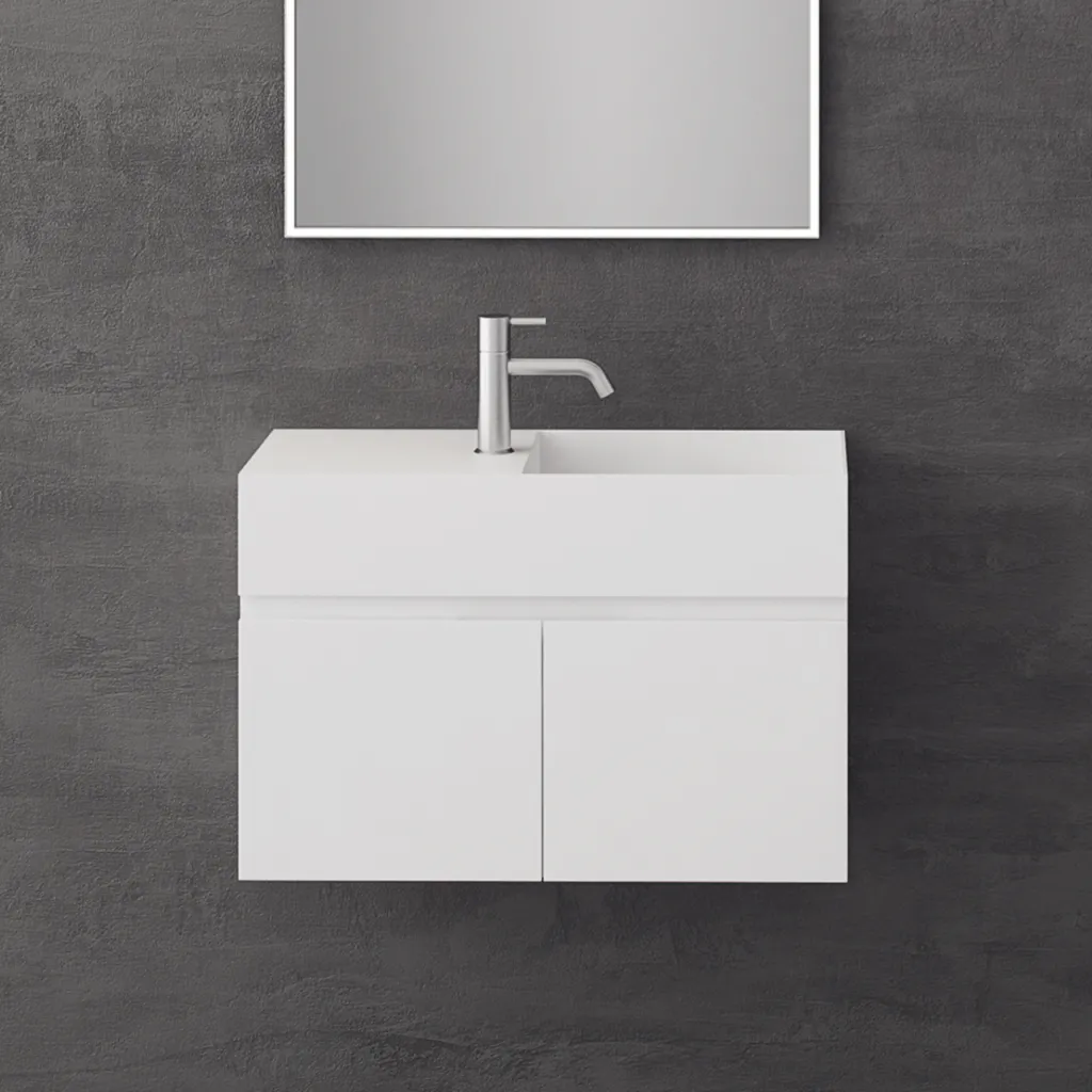 Compact 08R - Tvättställsskåp 75x32, Matt Vit SolidTec®