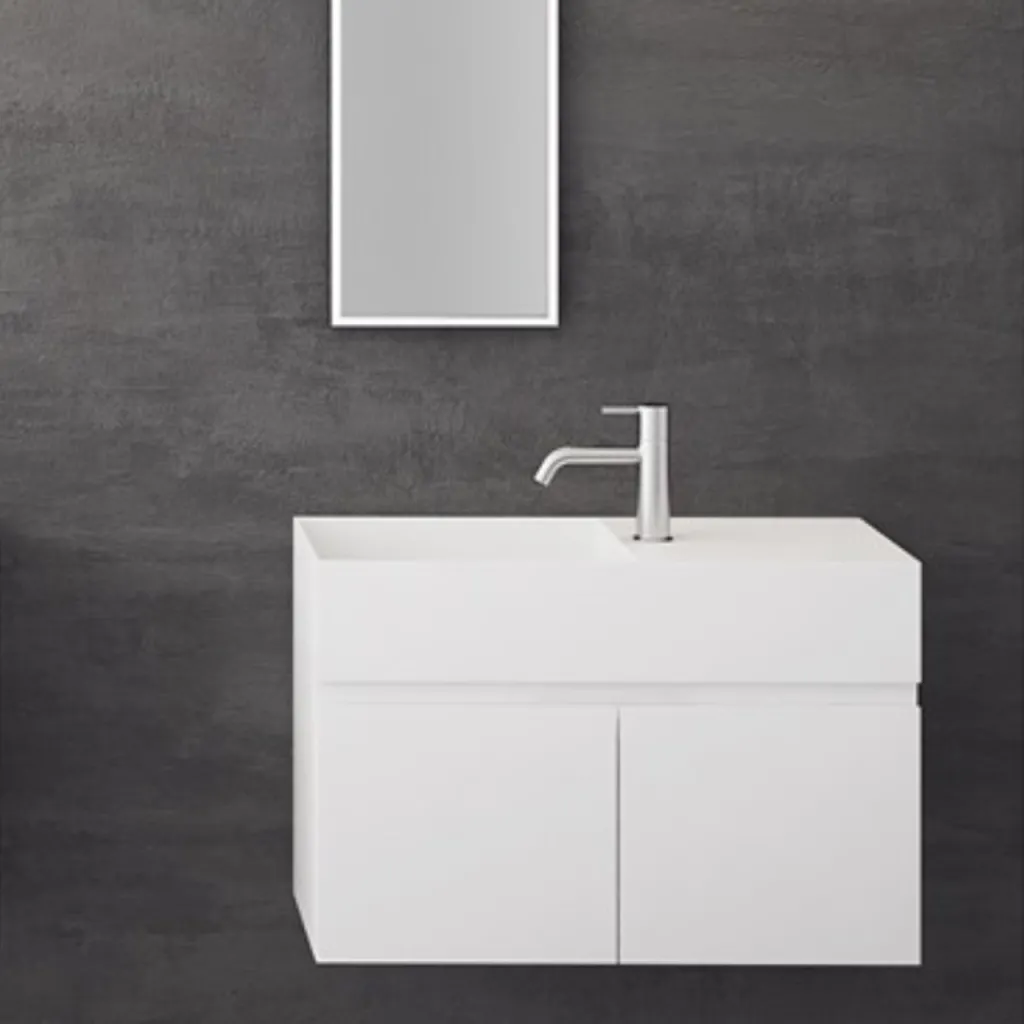 Compact 08L - Tvättställsskåp 75x32, Matt Vit SolidTec®
