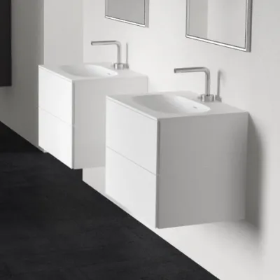 Block Soft 60 - Badrumsmöbel 60x46 cm, mattvit med SolidTec® handfat