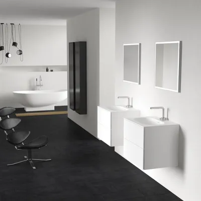 Block Soft 60 - Badrumsmöbel 60x46 cm, mattvit med SolidTec® handfat