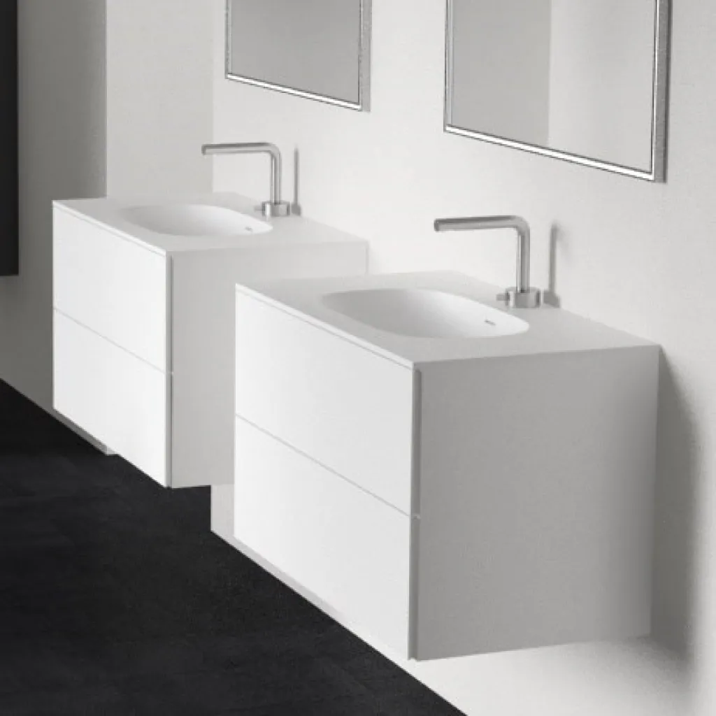 Block Soft 80 - Badrumsmöbel 80x46 cm, mattvit med SolidTec® handfat