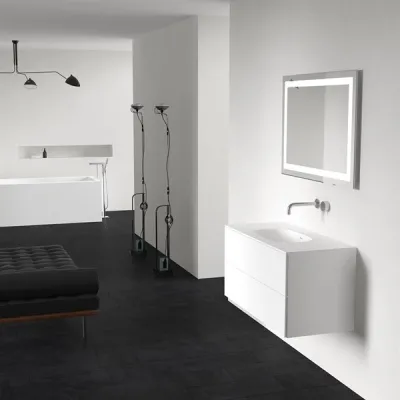 Block Soft 100 - Badrumsmöbel 100x46, mattvit med SolidTec® handfat