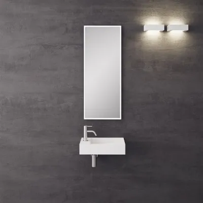 Kubo 45R - 45x25, Tvättställ till höger, Mathvid SolidTec®