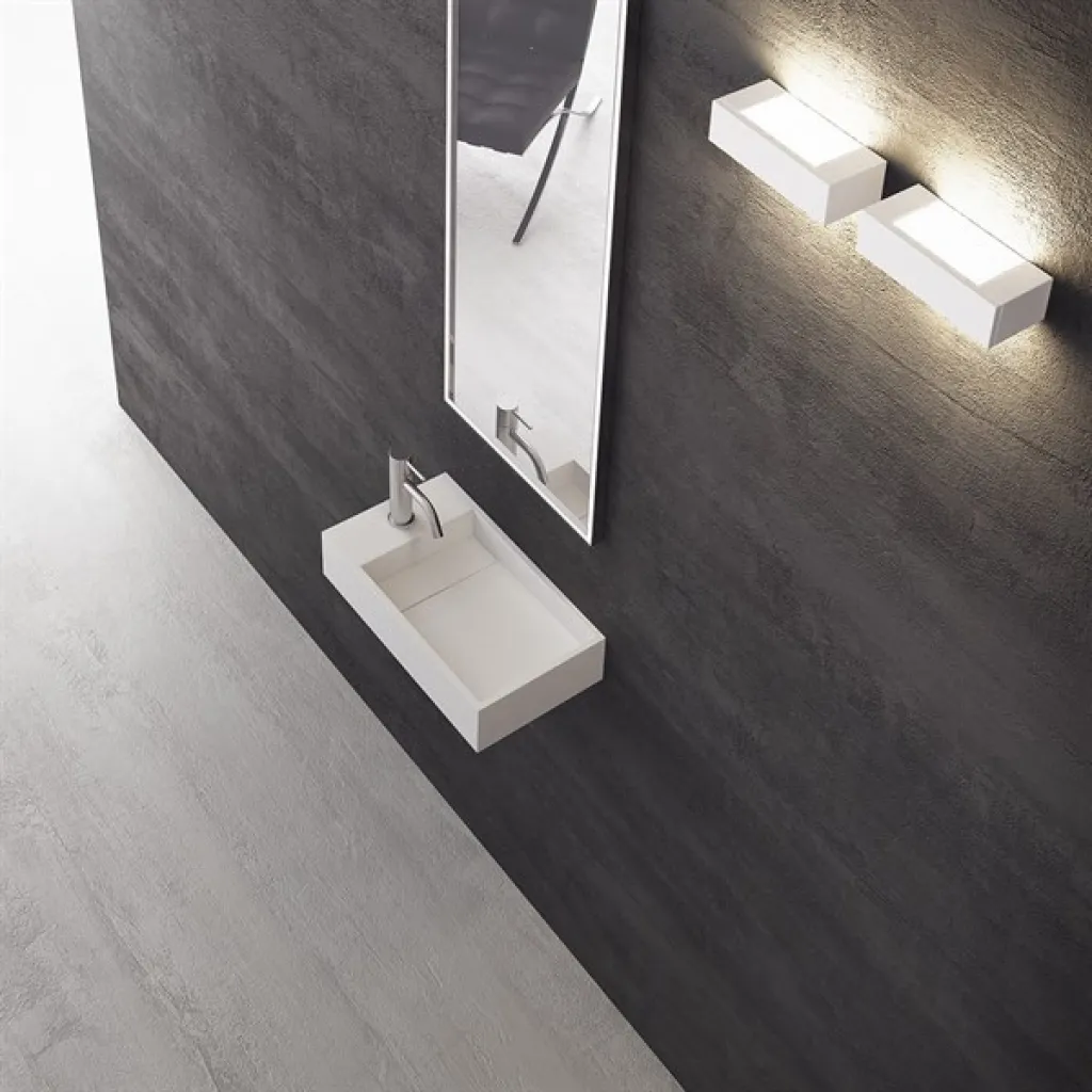 Kubo 45R - 45x25, Tvättställ till höger, Mathvid SolidTec®