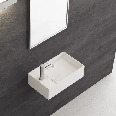 Kubo 45R - 45x25, Tvättställ till höger, Mathvid SolidTec®