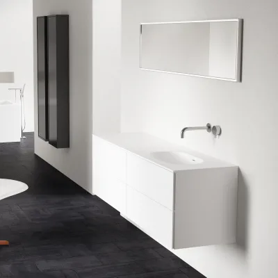 Block Soft 180R - Badrumsmöbel 180x46 cm, mattvit med SolidTec® handfat höger