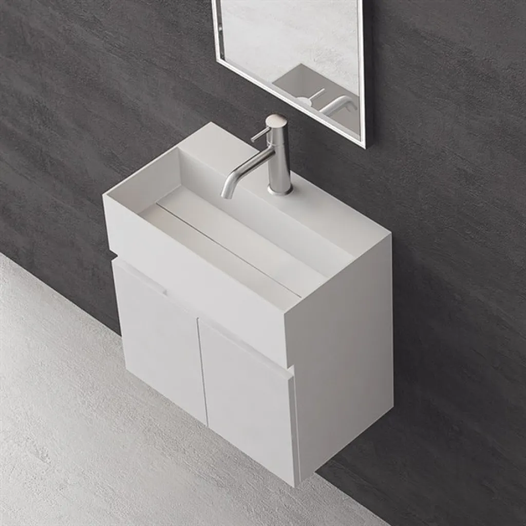 Compact 01 - Tvättställsskåp 45x35, Matte White SolidTec®