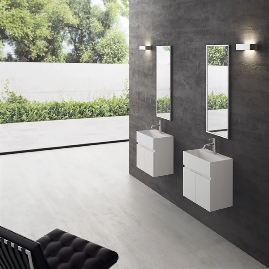 Compact 01 - Tvättställsskåp 45x35, Matte White SolidTec®