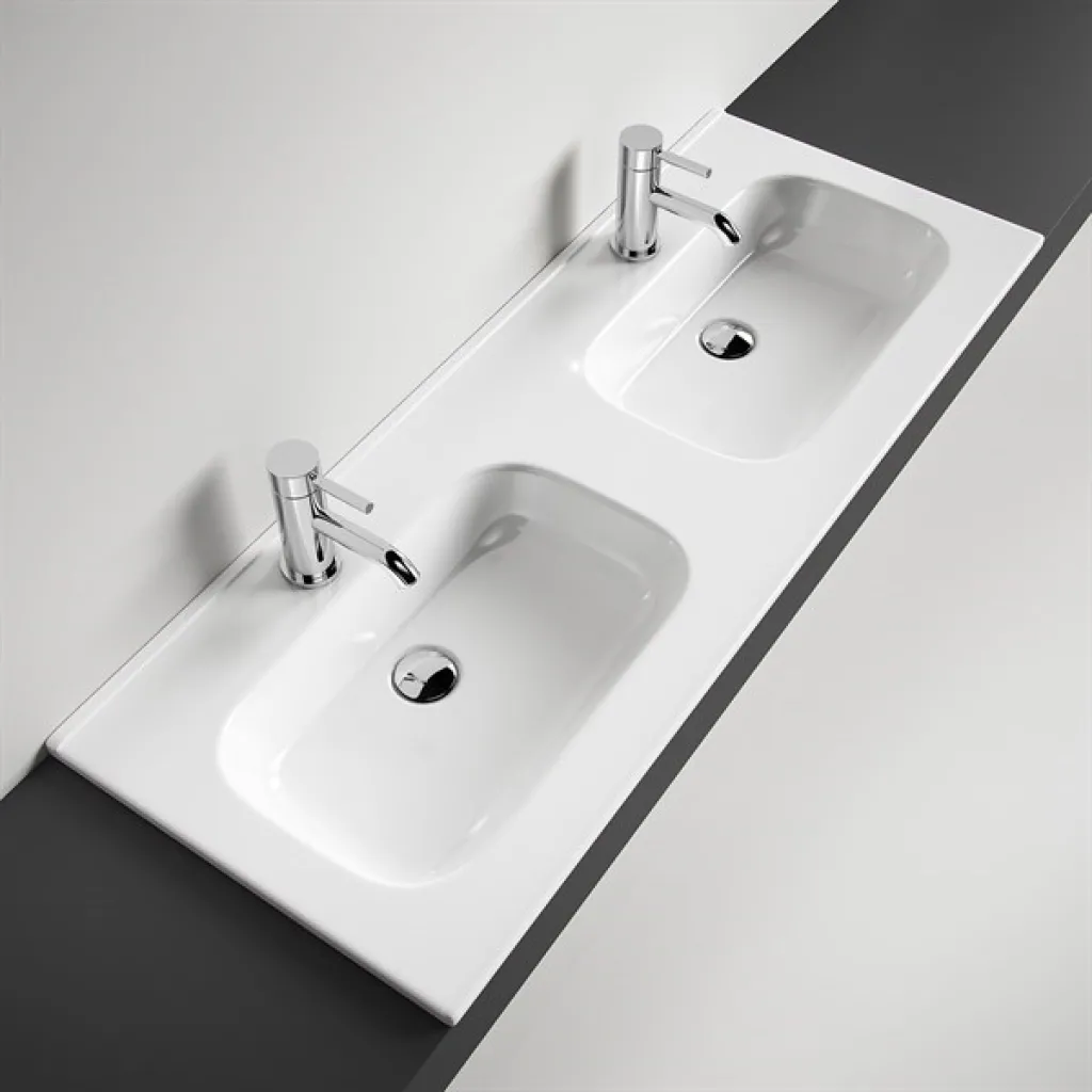 ArkiLife® Smart D 120 - 120,5x46,5 cm Vit porslinstvättställ