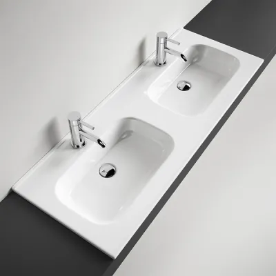 ArkiLife® Smart D 120 - 120,5x46,5 cm Vit porslinstvättställ