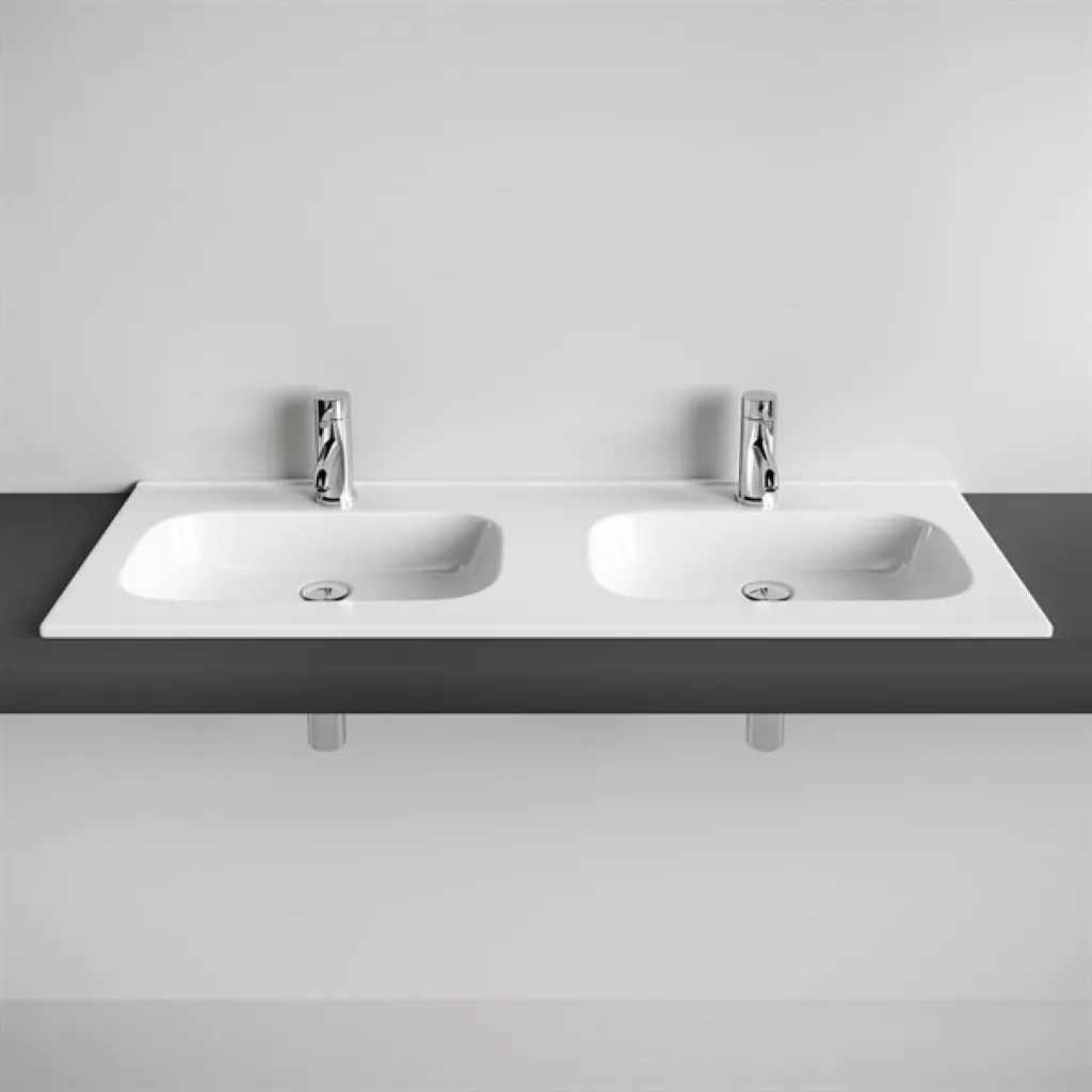 ArkiLife® Smart D 120 - 120,5x46,5 cm Vit porslinstvättställ