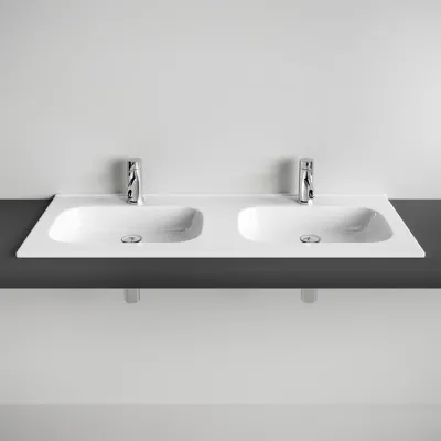 ArkiLife® Smart D 120 - 120,5x46,5 cm Vit porslinstvättställ