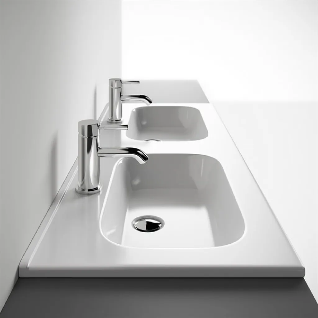 ArkiLife® Smart D 120 - 120,5x46,5 cm Vit porslinstvättställ