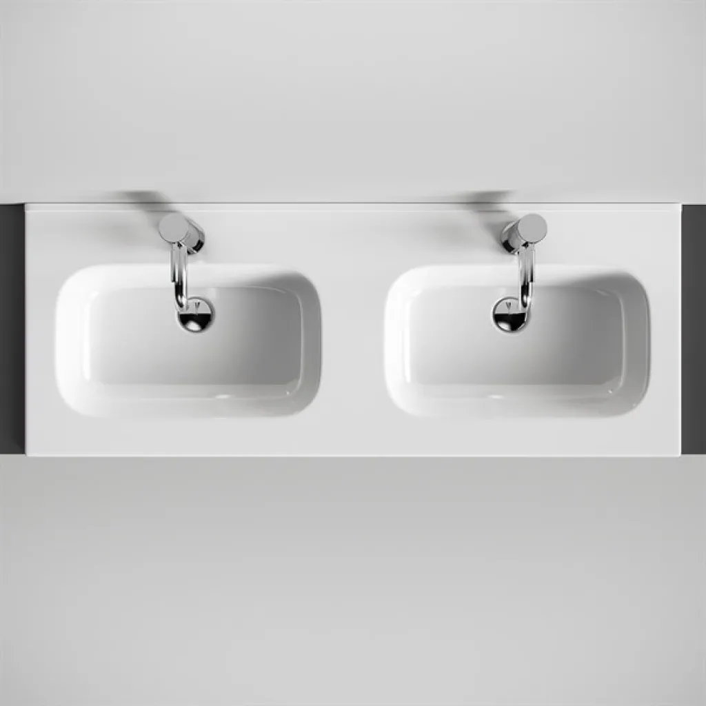 ArkiLife® Smart D 120 - 120,5x46,5 cm Vit porslinstvättställ