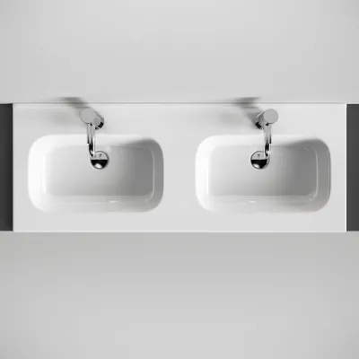 ArkiLife® Smart D 120 - 120,5x46,5 cm Vit porslinstvättställ