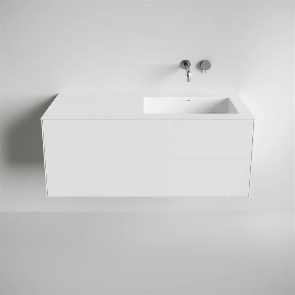 Copenhagen Chic 120R - Badrumsmöbler, Corian®, Mattvit